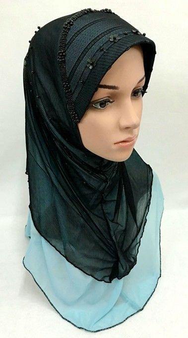 Slip-on LightWeight Double-Mesh-layered Muslim Hijab Islamic Scarf Shawls