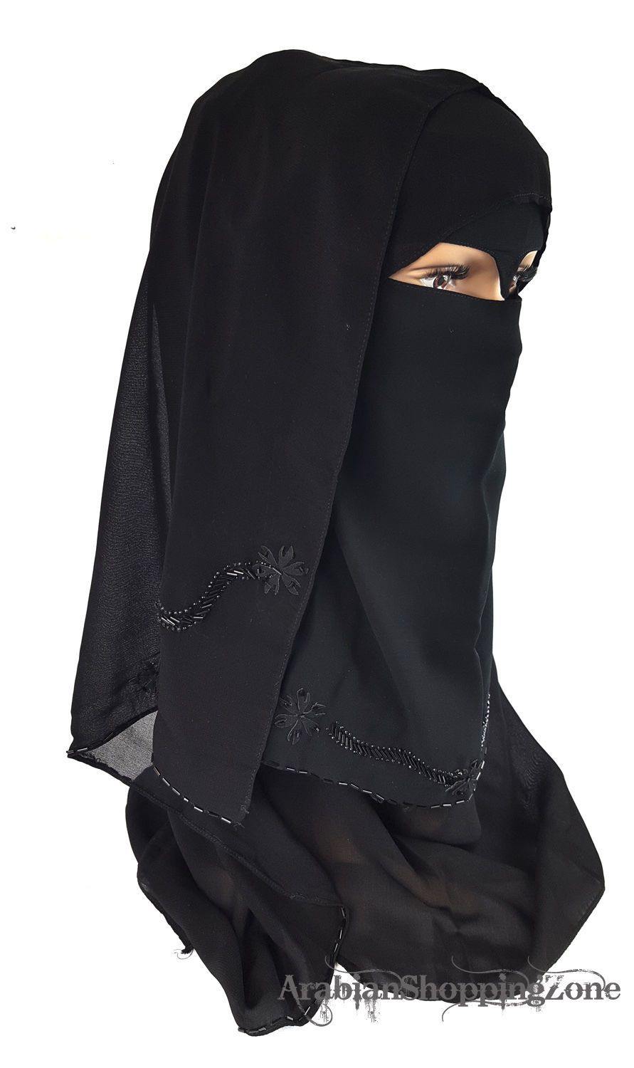 Premium Quality Women 2-PCS Black Niqab Scarf Set Collection