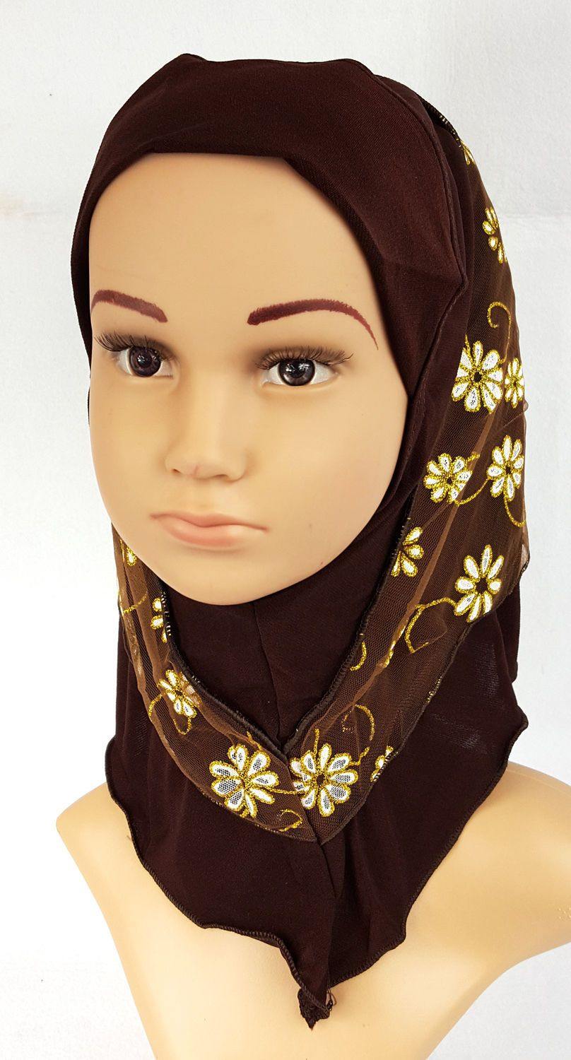 Crystal Hemp Toddler Children Kids Hijab Islamic Scarf Shawls -7270