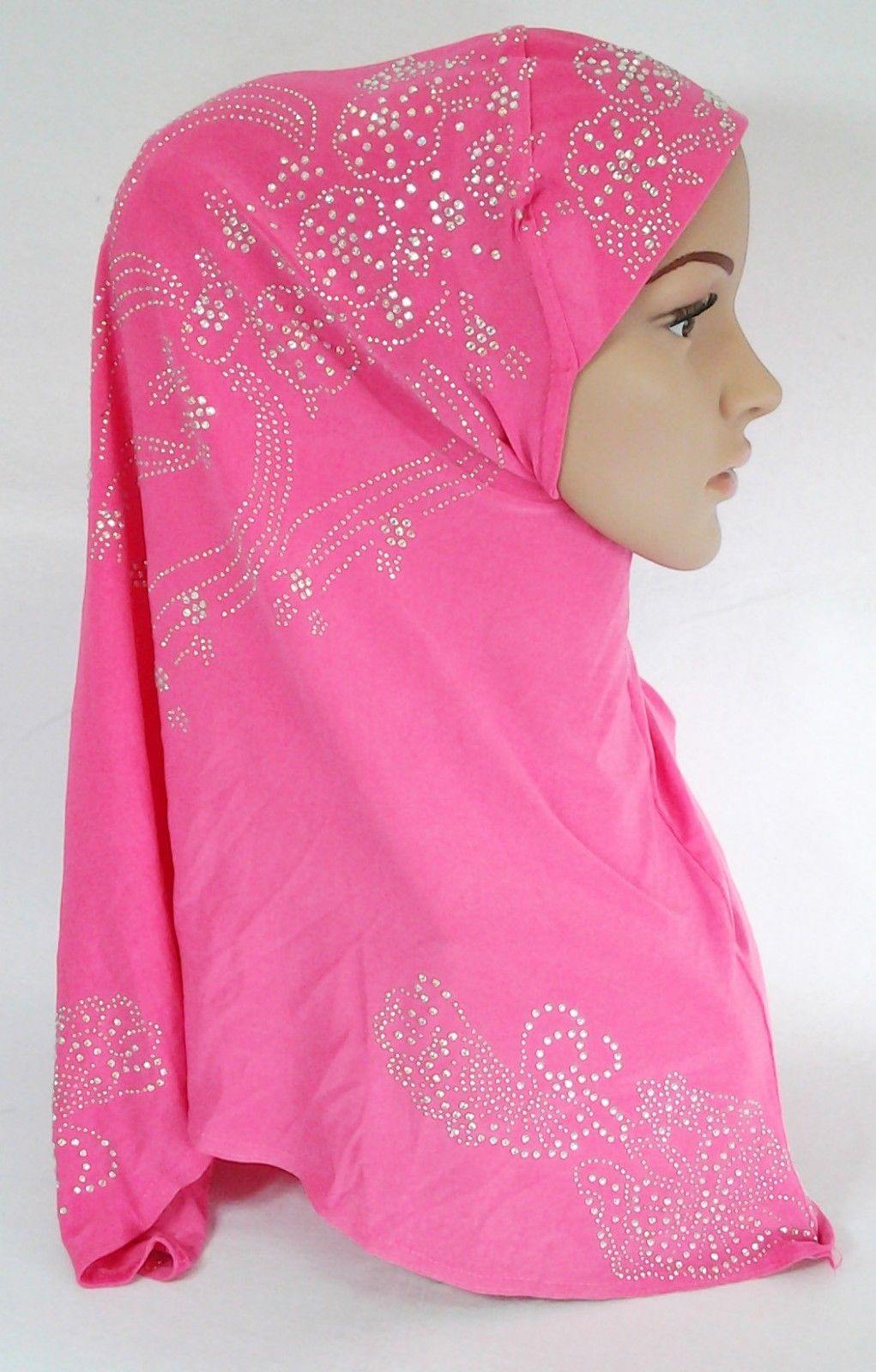 One-Piece Rhinestone Muslim Hijab Scarf Viscose CrystalHemp