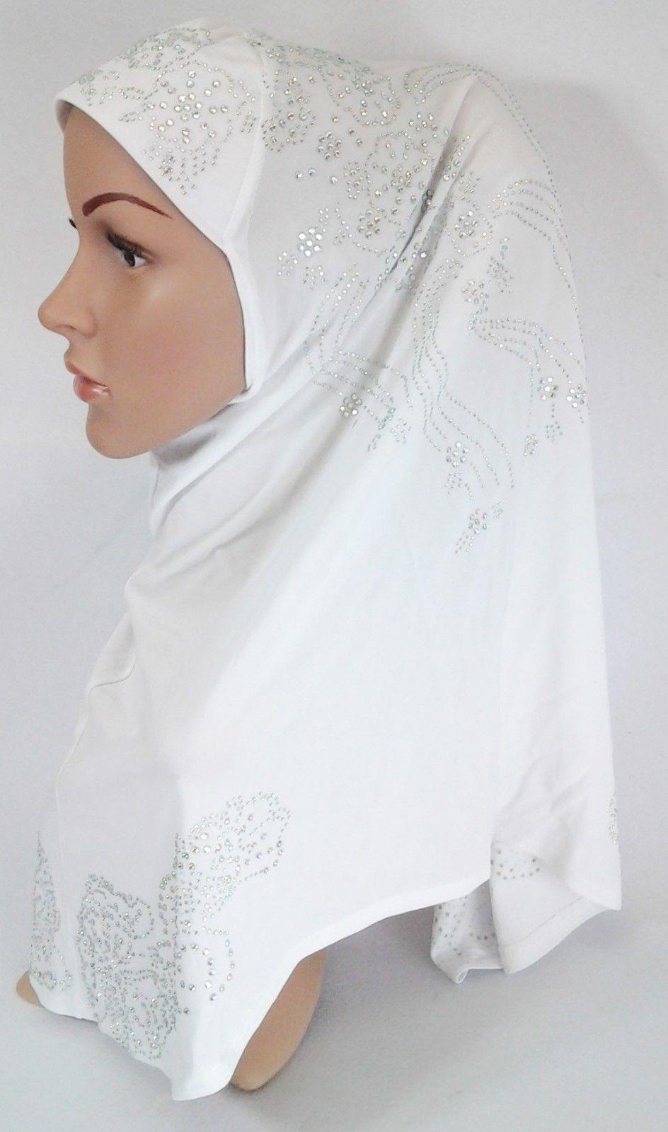 One-Piece Rhinestone Muslim Hijab Scarf Viscose CrystalHemp