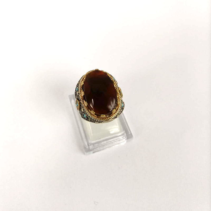 Yemeni Rare Genuine Agate 925 Silver Men's Ring MFH230222