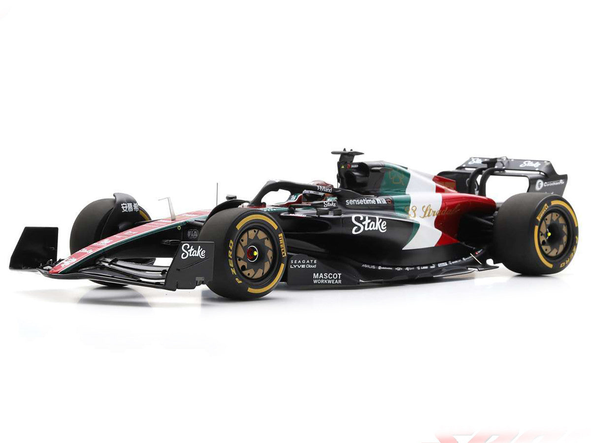 Alfa Romeo C43 #77 Valtteri Bottas "F1 Team Stake" Formula One F1 "Italian GP" (2023) and Acrylic Display Case 1/18 Model Car by Spark