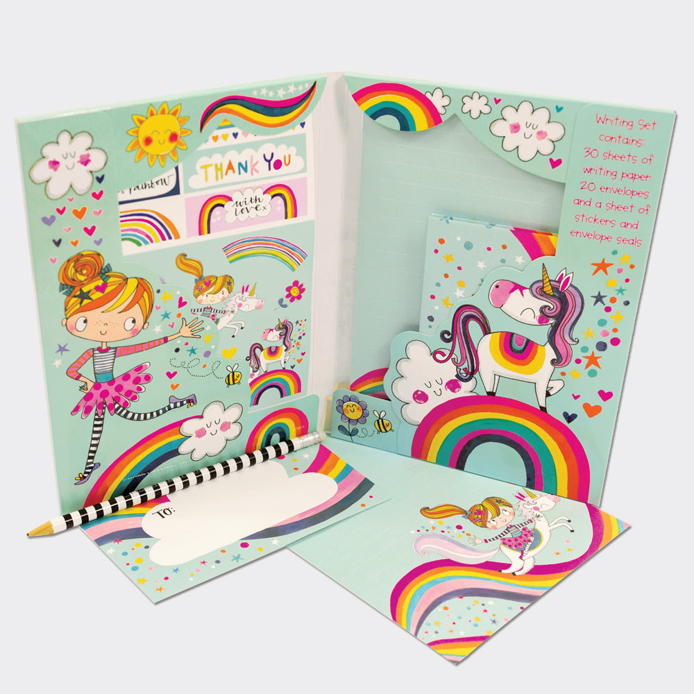 Girls Letter Writing Set Letter Writing Kit Girls Stationery Girls Gift  Idea Lined Stationary Paper Rainbow Pastel Stripes 