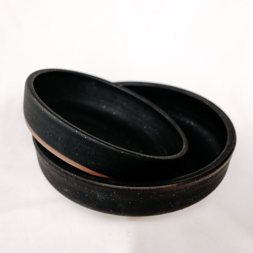 Handmade Pottery Black Nesting Bowls for Serving