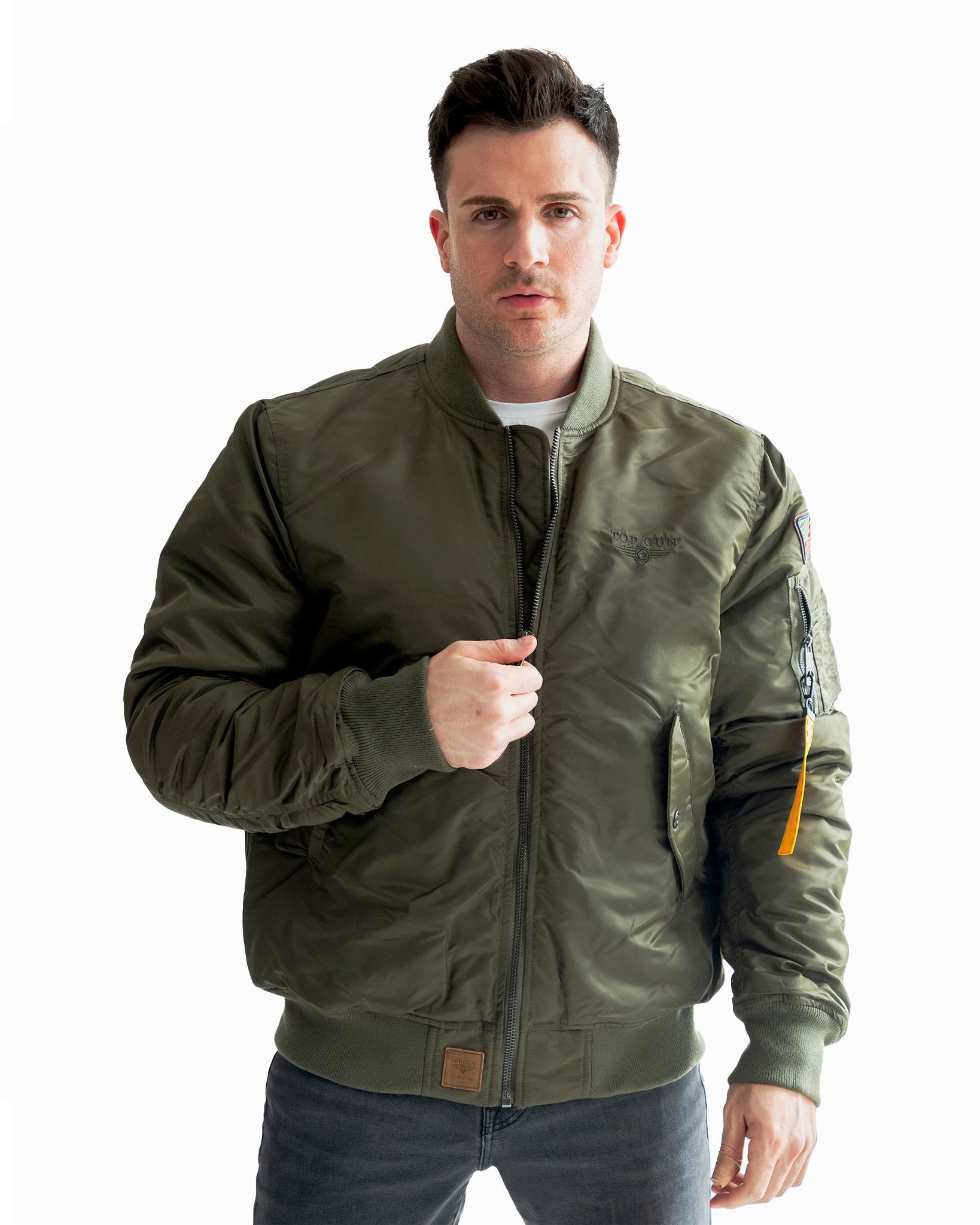 Top Gun MA-1 Nylon Bomber Jacket with Patches Navy / L