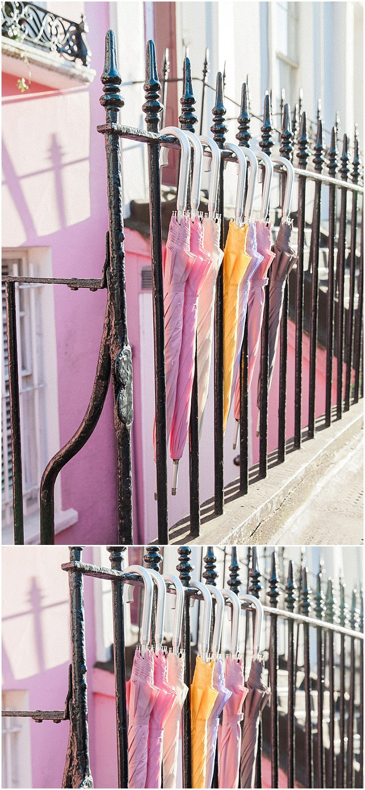 Pastel in the City Umbrella Hire Brolly Bucket Notting Hill