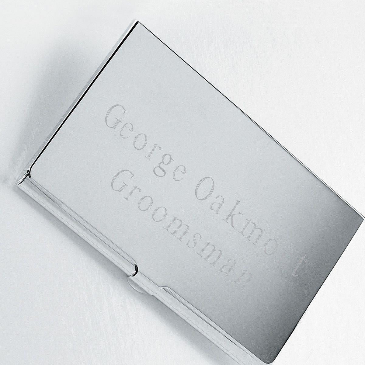 Personalized Silver Plated Business Card Holder