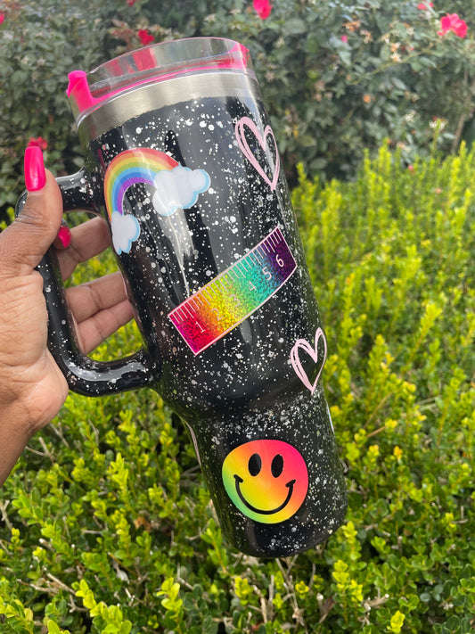 Glitter Cow print stanley dupe tumbler – MissCraftyCustoms