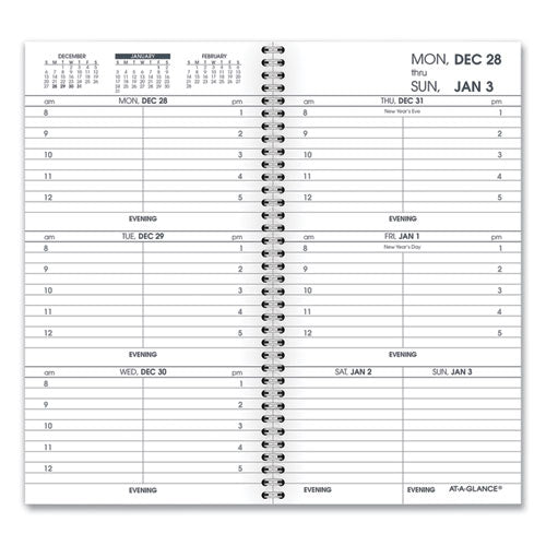 Weekly Appointment Book Refill Hourly Ruled, 6.25 X 3.25, 2021