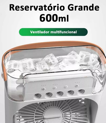 Mini Ar Condicionado Portátil Turbo 3 em 1 - Resfriador, Climatizador e Umidificador de Ar BiVolt