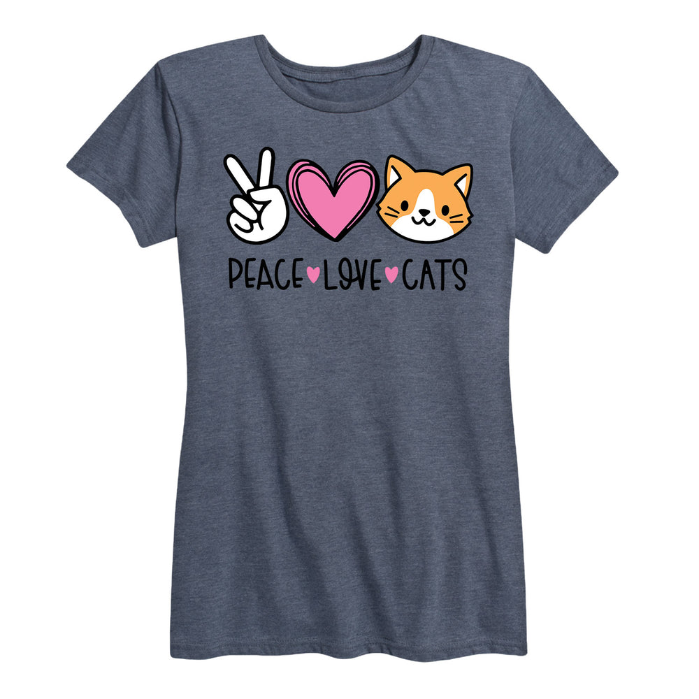 Instant Message Peace Love Cats Women S Short Sleeve Graphic T Shirt