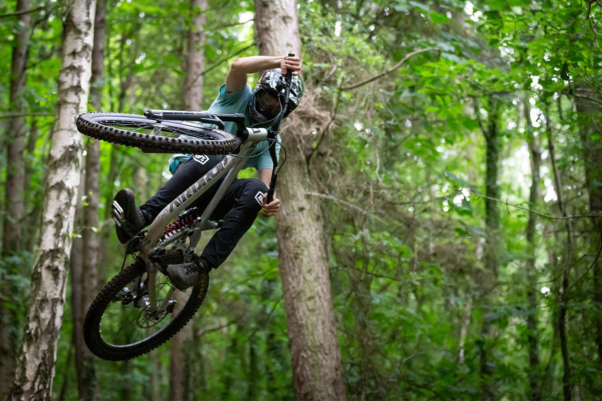 Andy riding the Slacker Prototype