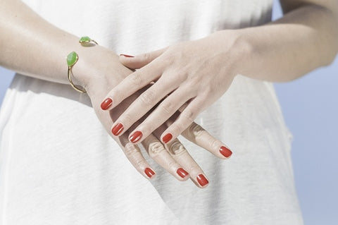 Striking red LT Glow acrylic nails design, capturing the essence of bold and vibrant nail trends for 2023