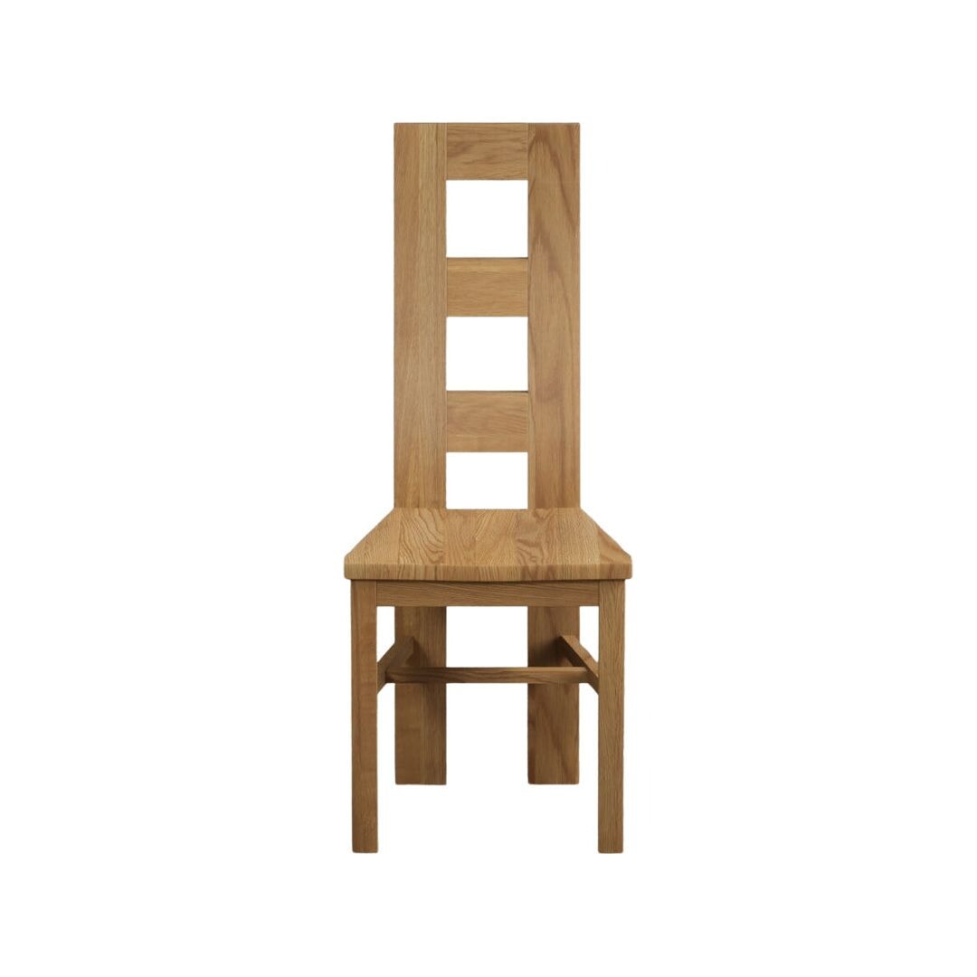 Natural Solid Oak Flow Back Dining Chairs (Pair) with Oak Seat Pad - Furniture48 product image