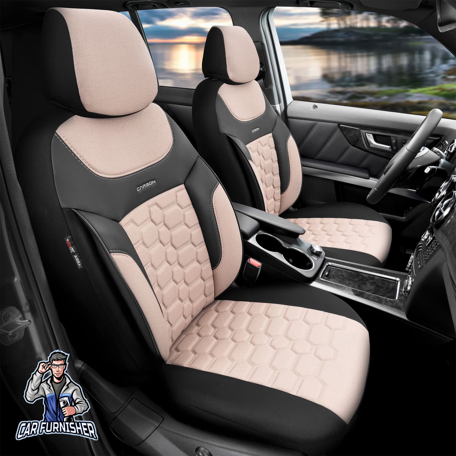 Beige Textured Auto Seat Covers