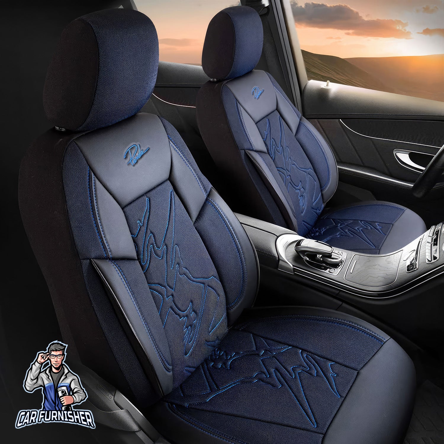 Blue Jacquard Fabric Auto Seat Covers