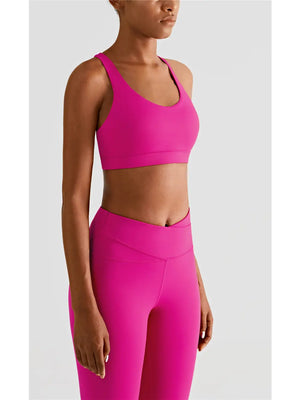 Women's Hot Pink Strappy Sports Bra - Lily's Dancewear