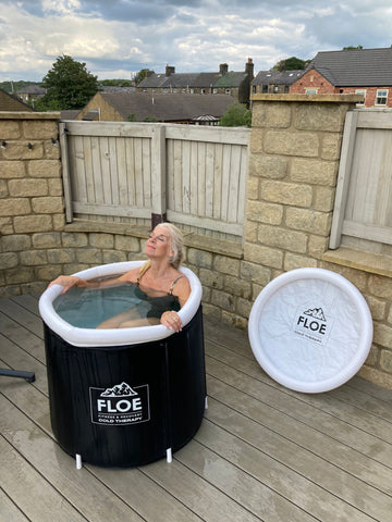 inflatable home ice bath in garden