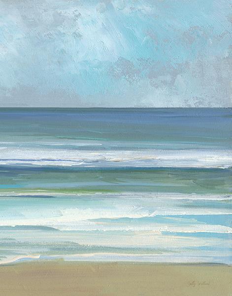 Framed 'Gentle Waves II' by Sally Swatland - Blue
