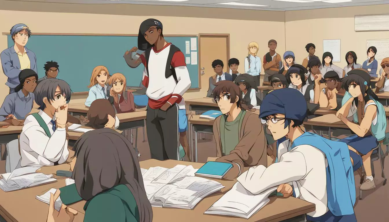 Classroom with black students wearing durags