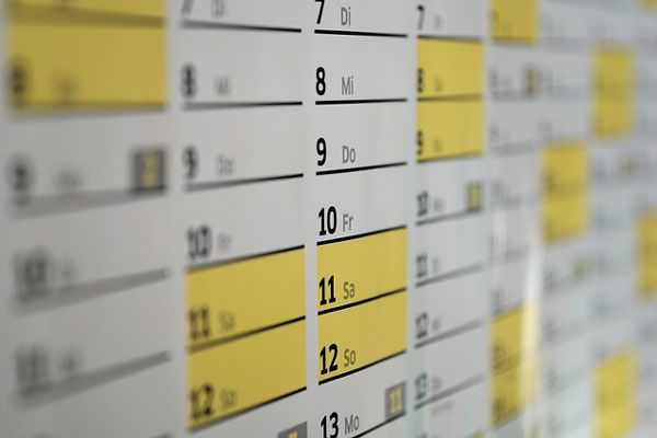 Calendar for date-based filing