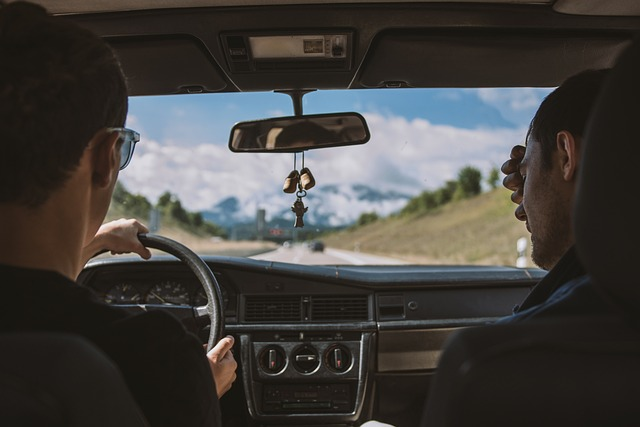 Couple driving for a road trip