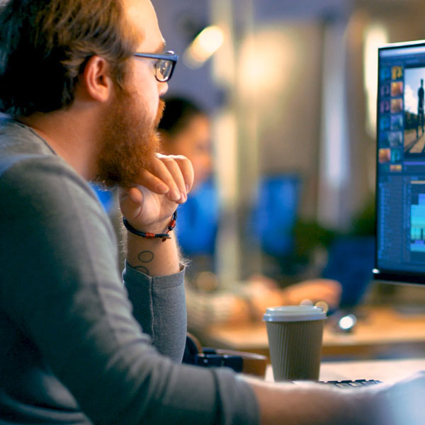 Video editor working on a customer's final video edit