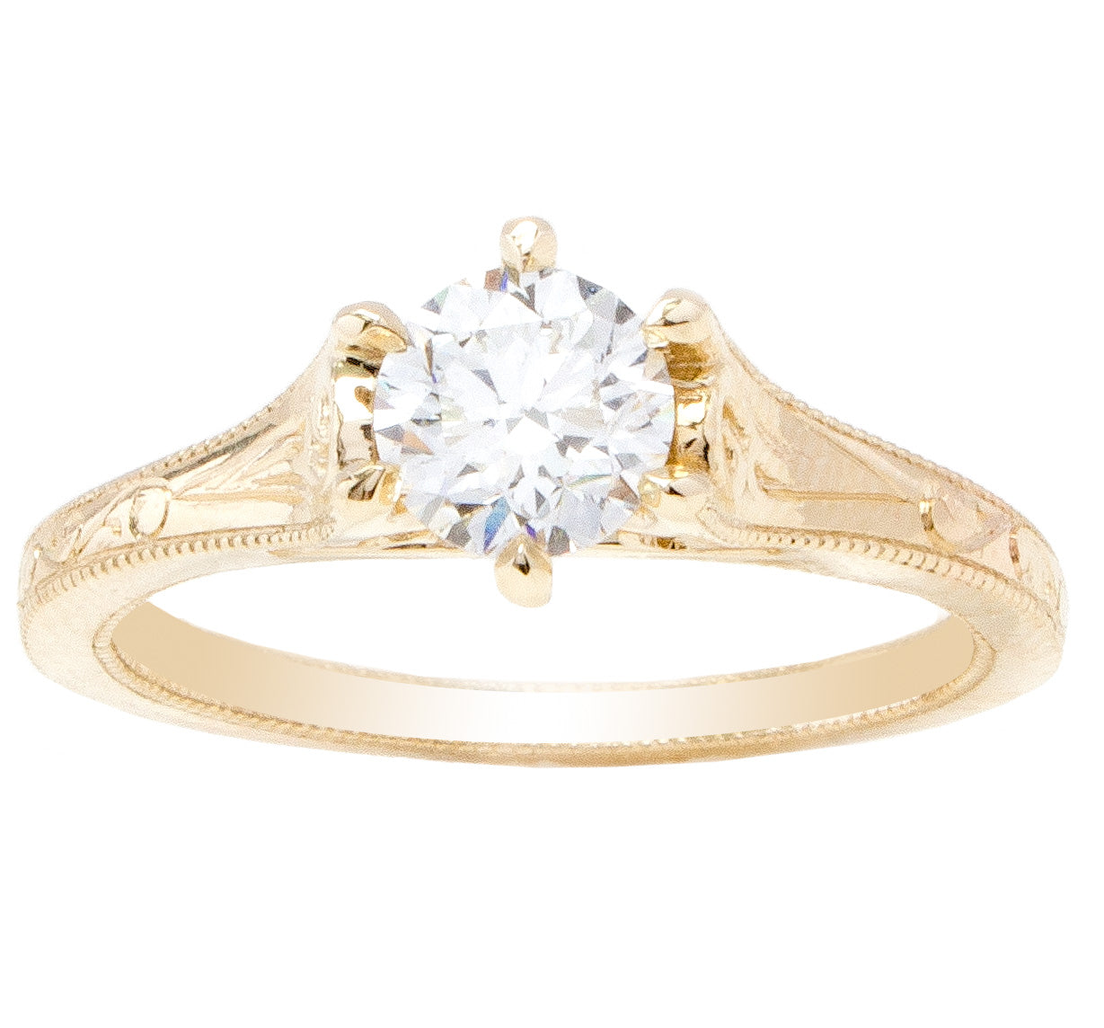 Unique Custom Solitaire Engagement Ring in yellow gold