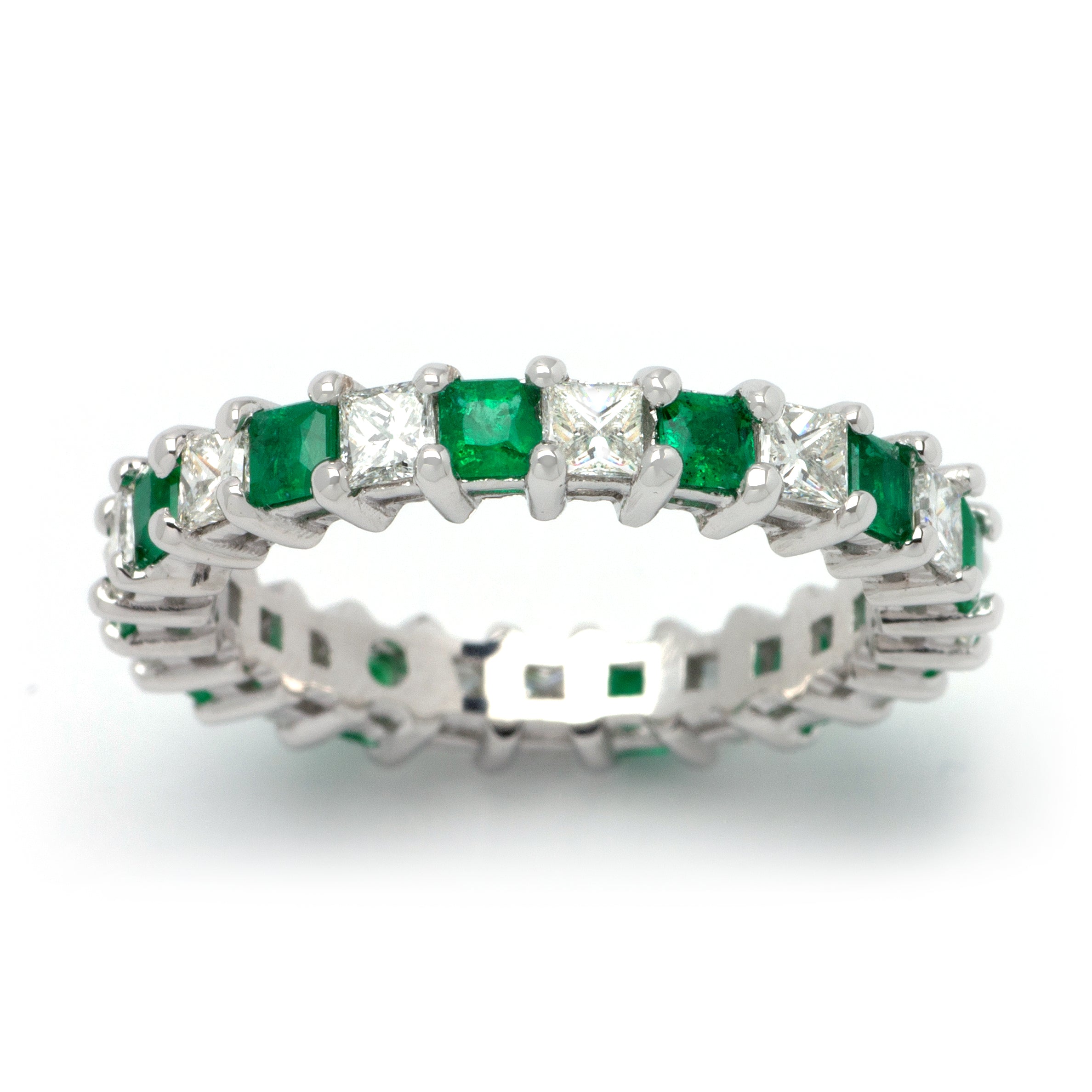 Princess Cut Diamond and Emerald Eternity Band | Inter-Continental Jewelers