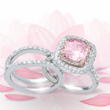 Pink Diamond Engagement Ring in14k White gold with double halo