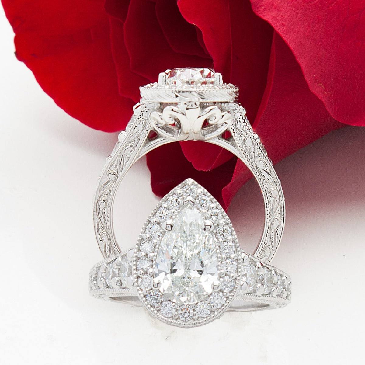 Custom Diamond Engagement Ring in 14K white gold