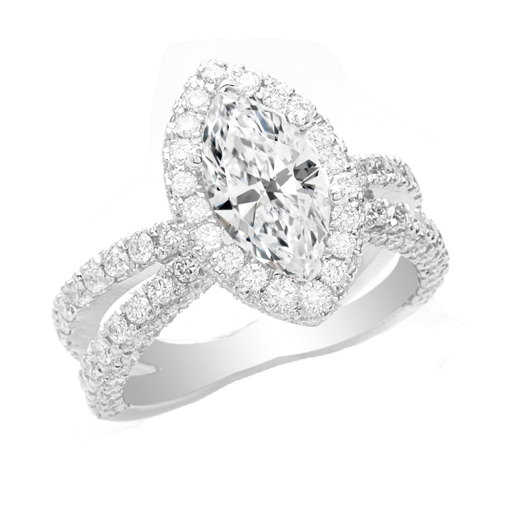 Center Marquise Diamond Engagement Ring