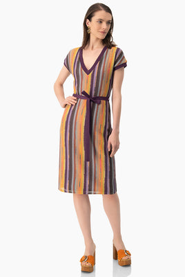 View Vestido midi tejido escote en V