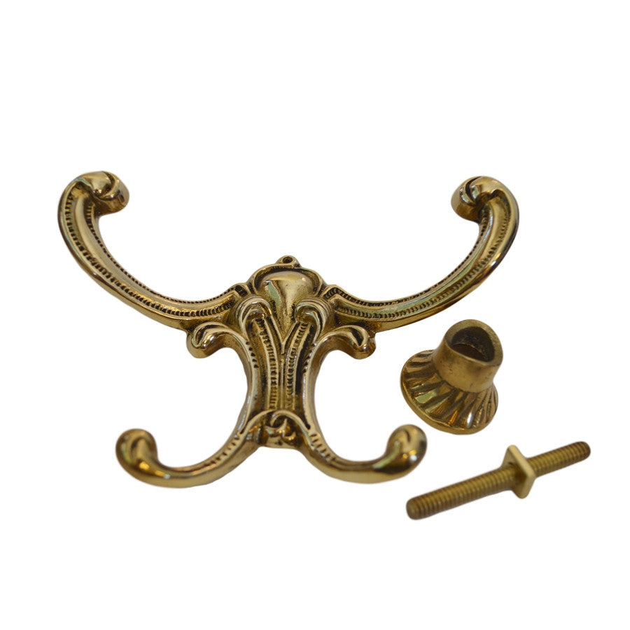 Coat Hook Plain Cast Brass Front Mount Coat Hook for Hall Tree