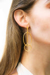 stud gold plated earrings, two mobile circles