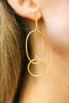 stud gold plated earrings, two mobile circles