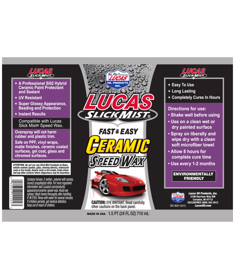 Lucas Slick Mist Speed Wax 10160 - Case 12 24 oz. Bottles - Cycle