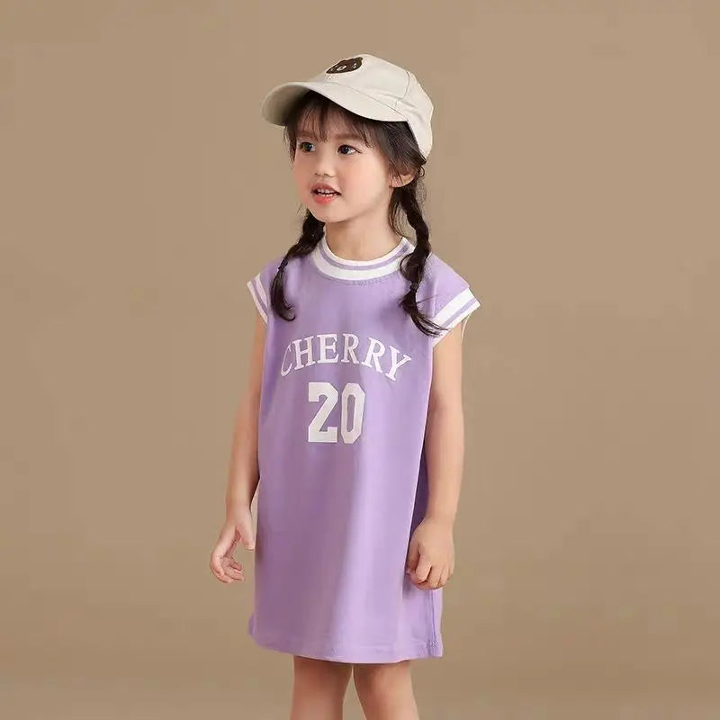 Robe débardeur en coton pour fille violette