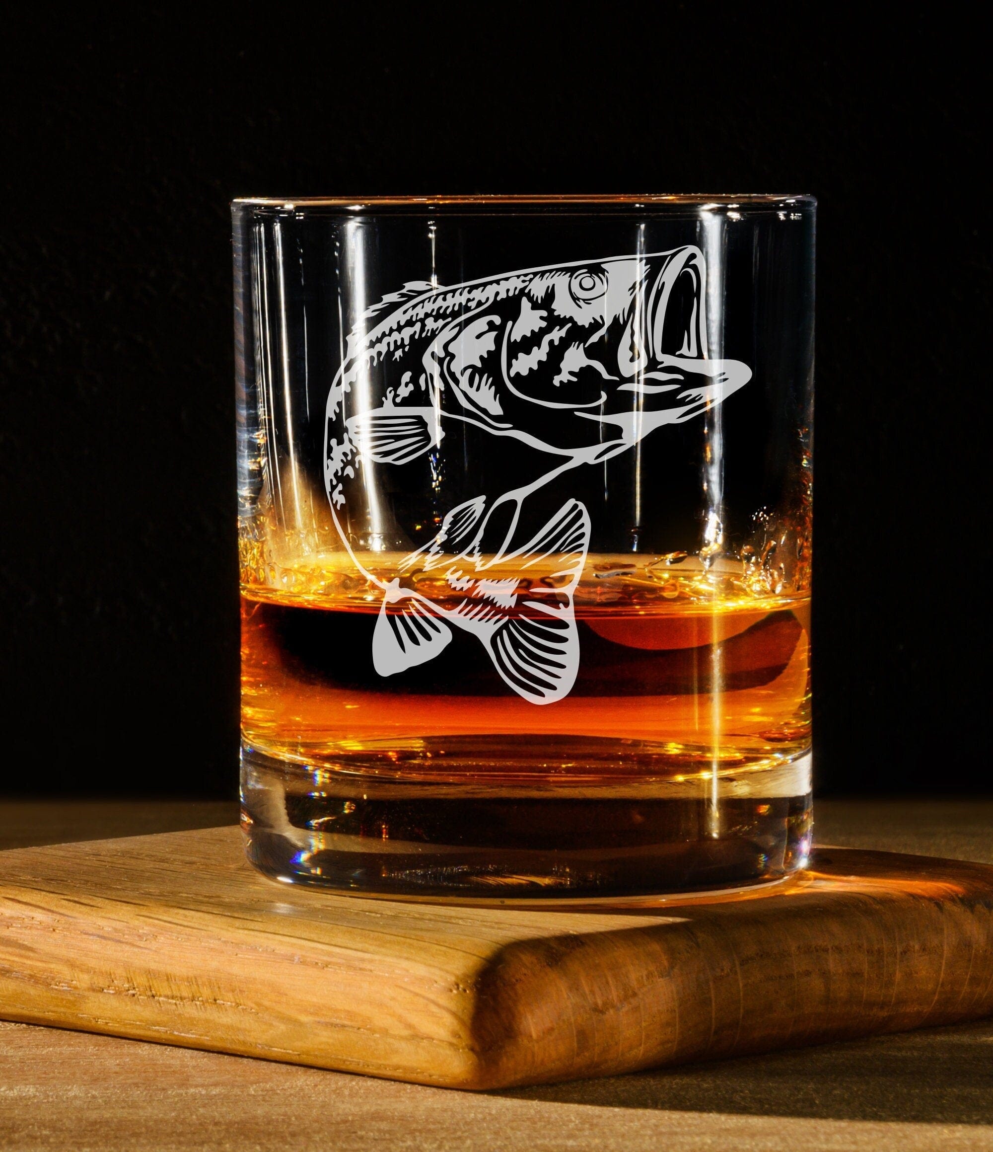 Reel Cool Dad - Funny Whiskey Rocks Glass - Fishing Gifts for