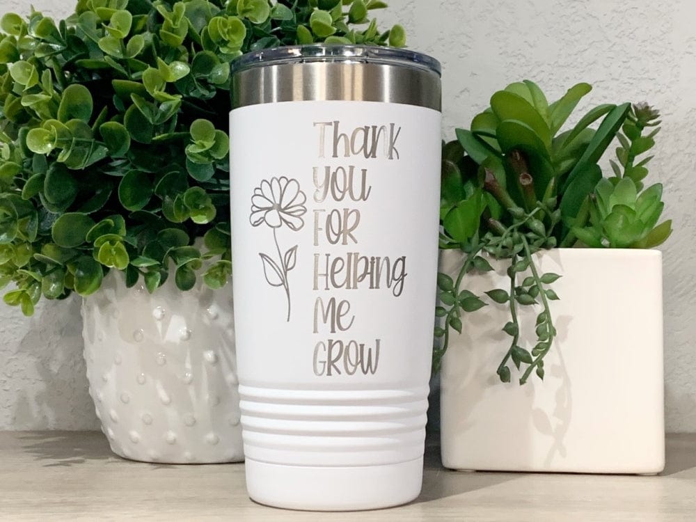 Engraved 20oz Tumbler, Diagonal Name Etched Tumbler, Teacher Gift