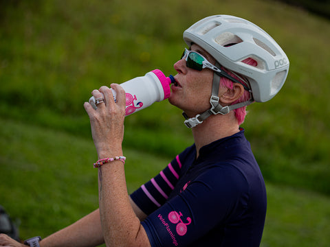 VeloFlamingo Water Bottle Bidon Cycling Hydration Female Cyclists White Pink