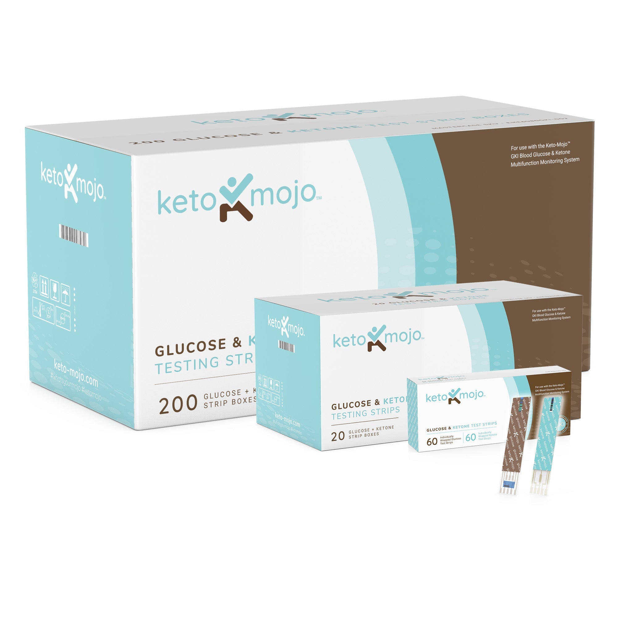 Mastercase GKI Glucose & Ketone Test Strips - THE COMBO PACK (200 units) - Keto-Mojo UK product image