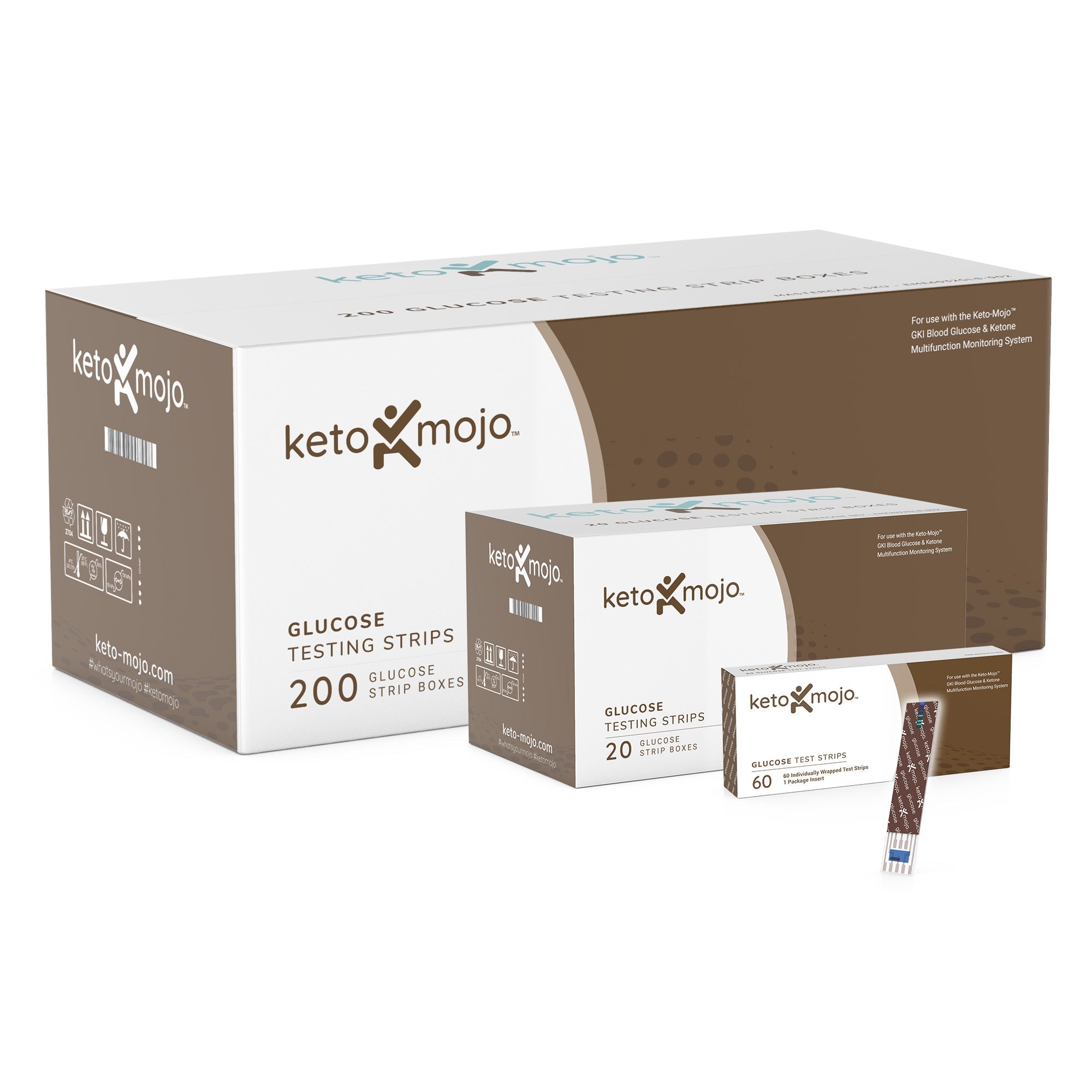 Mastercase Glucose Test Strips (200 units) - Keto-Mojo UK product image