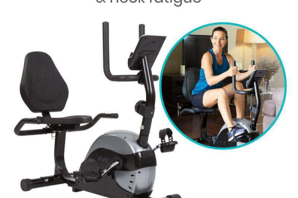 Vive Health Recumbent Bike with a user