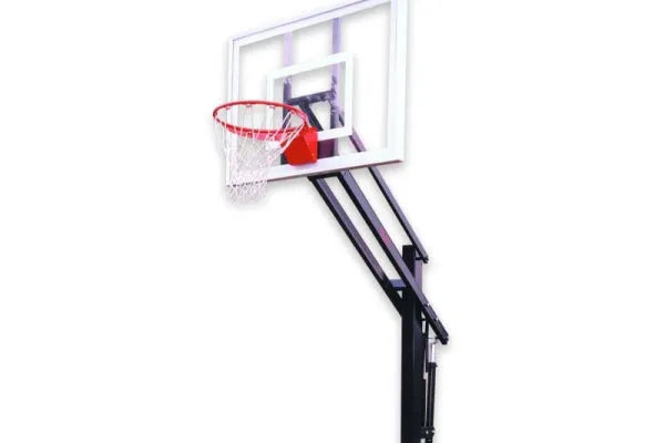 First Team Attack In-Ground Adjustable Basketball Hoop - red rim