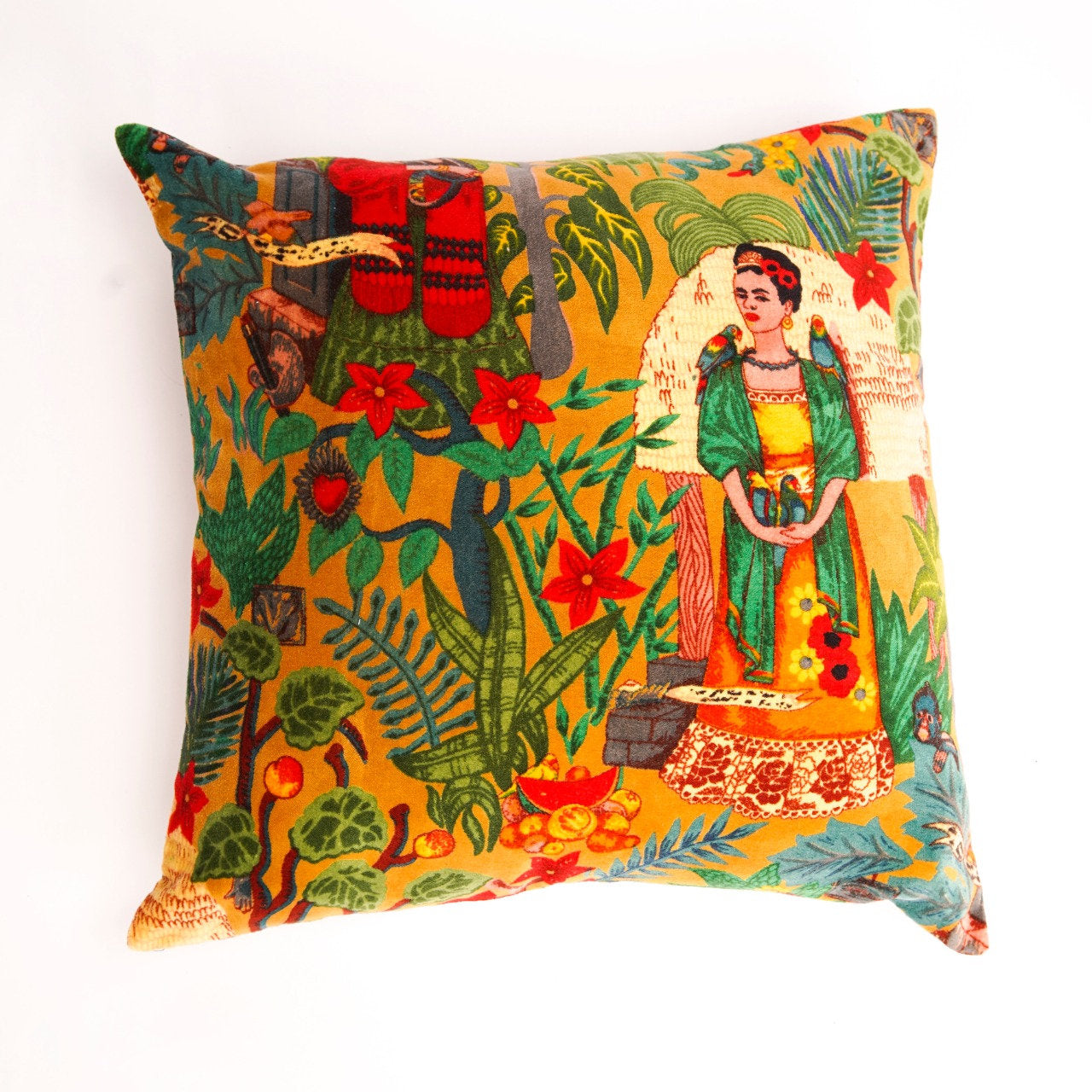 Frida Kahlo decorative throw pillow, decorative cushion. Viva la vida!  Cover and Insert. - AmigoBilingue