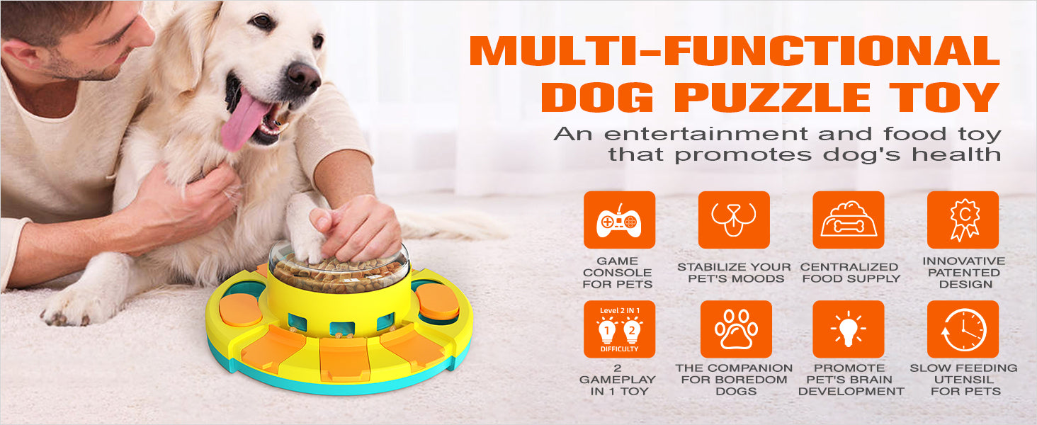 KADTC Dog Puzzle Toys for Medium/Large Dogs Slow Blow Puzzles Feeder Food  Dispenser Treat Feeding Level ３ in 1 Puppy Interactive Games Boredom  Mentally Stimulating Brain Toy Mental Stimulation B - Yahoo