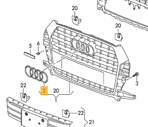 4H0853605CT94 - Front Audi Rings (Black) - Audi A6/S6/RS6/RS7