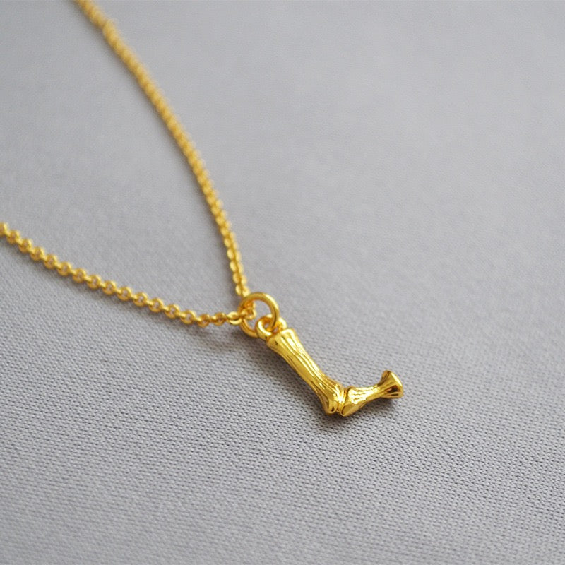 椰子海經典竹節英文字母金色項鍊 ALPHABET INITIAL GOLD NECKLACE.JPG